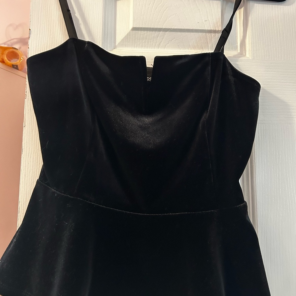 Express Black Velvet Cowl Neck Blouse Top
